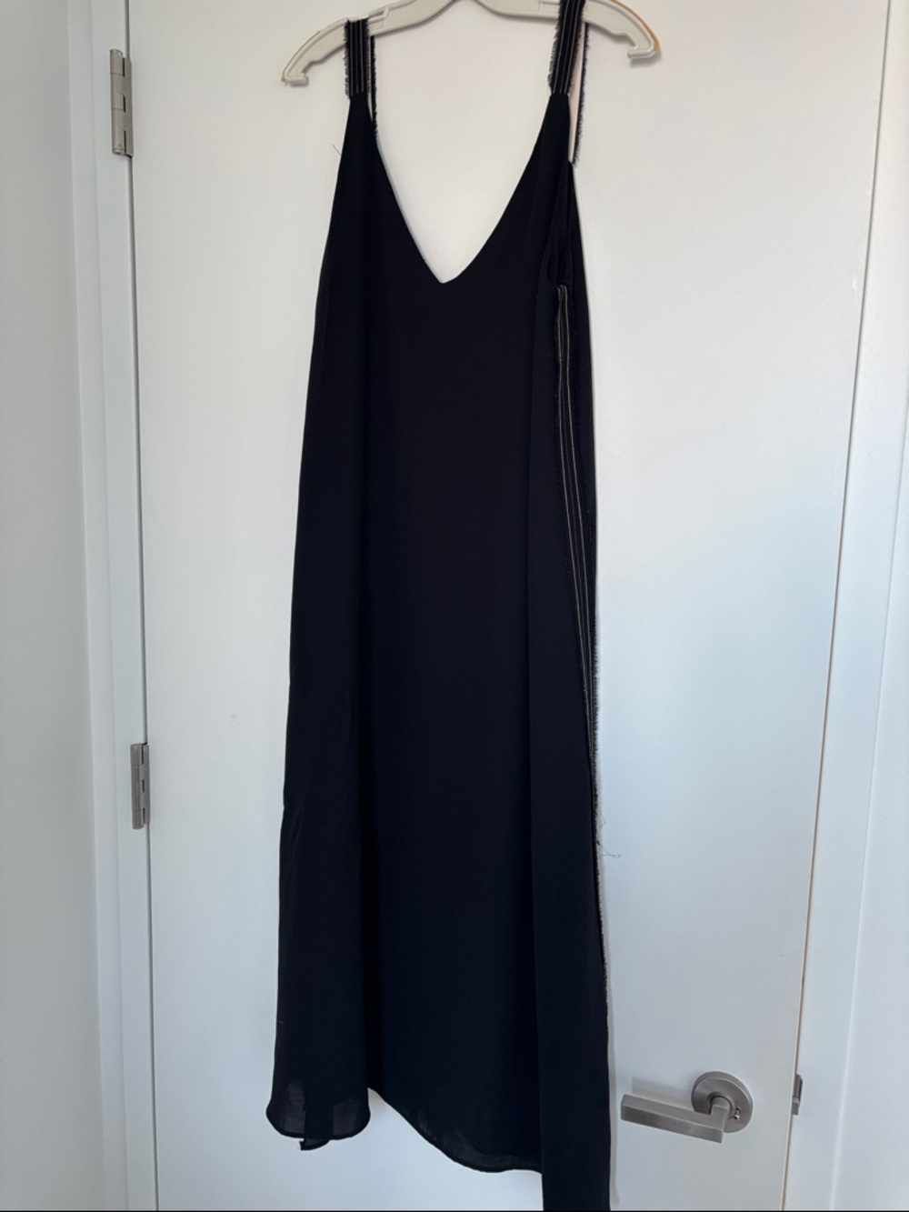 Zara Black V-Neck Maxi Dress with  Straps and side slits